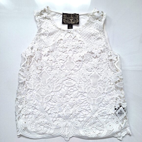 Anthropologie James Coviello Open Lace Sleeveless White Top - Picture 1 of 6